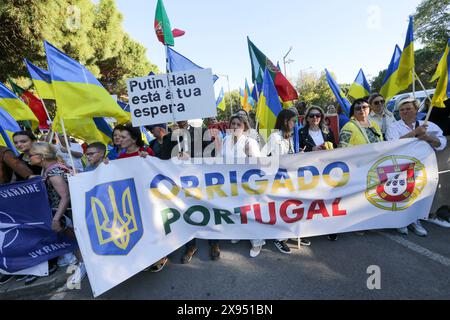 Lisboa, Portugal. 28 mai 2024. Lisbonne, 28/05/2024 - Zelensky, Président de l'Ukraine, reçu au Palais de Belém par Marcelo Rebelo de Sousa, Président de la République portugaise. Crédit : Atlantico Press/Alamy Live News Banque D'Images