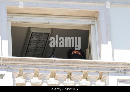 Lisboa, Portugal. 28 mai 2024. Lisbonne, 28/05/2024 - le Président de l'Ukraine, Volodymyr Zelensky, est en visite au Portugal aujourd'hui. Il a été reçu cet après-midi par le premier ministre du Portugal, Luís Montenegro, à la résidence officielle, pour la signature d'un accord de coopération bilatérale. Volodymyr Zelensky ; Luís Montenegro crédit : Atlantico Press/Alamy Live News Banque D'Images