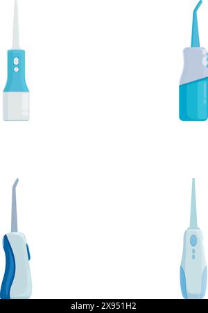 Collecte de quatre différents tampons à eau pour l'hygiène dentaire isolés sur blanc Illustration de Vecteur