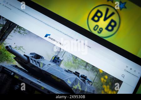 Photo symbolique la société d'armement Rheinmetall devient le nouveau sponsor du BVB Borussia Dortmund. Banque D'Images