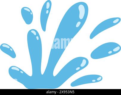 Bande dessinée bleu goutte d'eau, éclaboussure, pulvérisation et déchirure. Flux liquide, vague, ruisseau et flaque. Vecteur de forme de mouvement de l'eau de la nature. Illustration de pluie Illustration de Vecteur