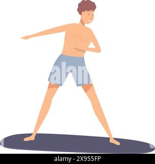 Illustration d'un jeune homme en forme effectuant une posture de yoga sur un tapis Illustration de Vecteur