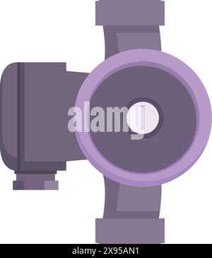 Illustration vectorielle colorée d'une conduite d'eau de dessin animé stylisée avec une valve violette Illustration de Vecteur