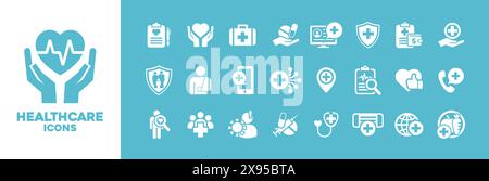 Ensemble d'illustration vectorielle d'icônes de soins de santé Illustration de Vecteur