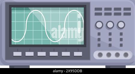 Illustration vectorielle d'oscilloscope numérique moderne pour l'analyse de signal électronique et l'équipement de mesure dans le laboratoire de science et d'ingénierie avec la technologie de conception plate Illustration de Vecteur