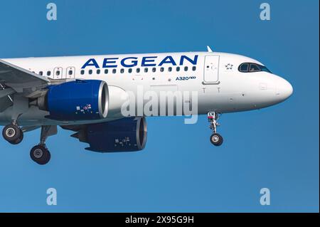 Larnaca, Chypre - 24 mai 2024 : Airbus A320-271N d'Aegean Airlines Banque D'Images