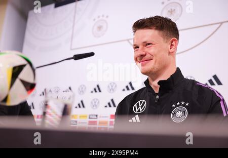 Blankenhain, Allemagne. 29 mai 2024. Football : équipe nationale, préparation pour le championnat d'Europe à domicile, conférence de presse au château de Blankenhain. Le gardien Alexander Nübel lors de la conférence de presse. Crédit : Christian Charisius/dpa/Alamy Live News Banque D'Images