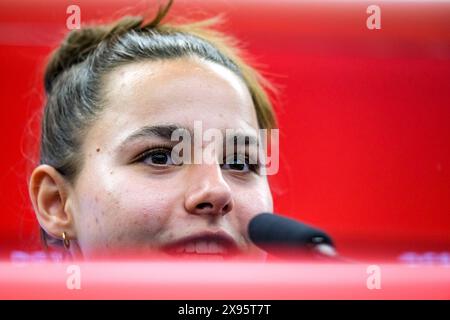 Lena Oberdorf (Deutschland), GER, DFB Frauen Nationalmannschaft Deutschland, UEFA Womens Euro 2025 qualification, Pressekonferenz, Lehrgang, Francfort, DFB Campus, 29.05.2024 Foto : Eibner-Pressefoto/Florian Wiegand Banque D'Images