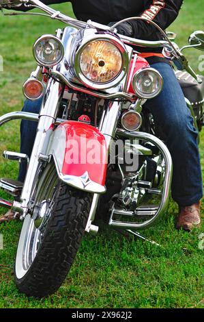 Conducteur de Harley Davidson avec sa moto Banque D'Images