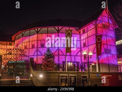 Shakespeare's Globe Theatre, Christmas Lights, Londres, Angleterre, Royaume-Uni, Europe Banque D'Images