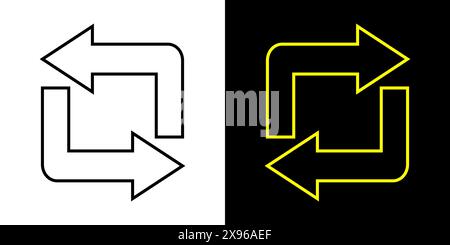 Icône de flèche de rotation cyclique carrée. Signe fléché de concept de navigation. Illustration de Vecteur