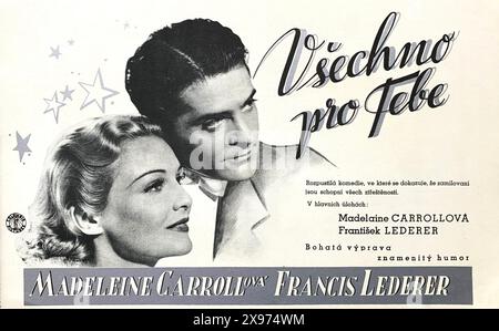 Illustration promotionnelle tchèque pour MADELEINE CARROLL et FRANCIS LEDERER dans IT'S ALL YOURS / VSECHNO PRO TEBE 1936 réalisateur ELLIOTT NUGENT Producteur William Perlberg Columbia Pictures Banque D'Images