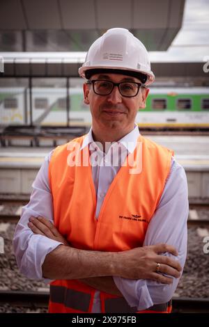 Varsovie, province de Mazovie, Pologne. 29 mai 2024. Ministre de l'infrastructure Dariusz Klimczak lors d'une conférence de presse conjointe à la gare de Warszawa Zachodnia sur le thème du développement ferroviaire en Pologne. (Crédit image : © Maciek Jazwiecki/ZUMA Press Wire) USAGE ÉDITORIAL SEULEMENT! Non destiné à UN USAGE commercial ! Banque D'Images