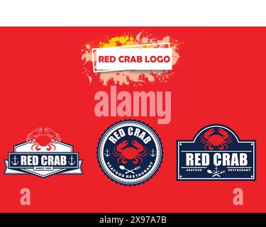 Red Crab Vector logo Set – parfait pour les marques de fruits de mer, les entreprises côtières, les projets sur le thème de la mer et les produits océaniques Illustration de Vecteur