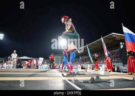 ISTANBUL, TURKIYE - 02 SEPTEMBRE 2023 : compétition de pompiers dans le Championnat du monde de sports d'incendie et de sauvetage à Istanbul Banque D'Images