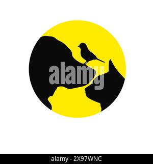Logo animaux. Symbole abstrait chien, chat, oiseau. dessin à la main. Pas ai, illustration vectorielle Illustration de Vecteur