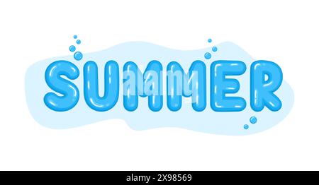 Le mot bleu Summer avec des lettres de ballons et des bulles autour, sur un fond blanc. Illustration vectorielle Illustration de Vecteur