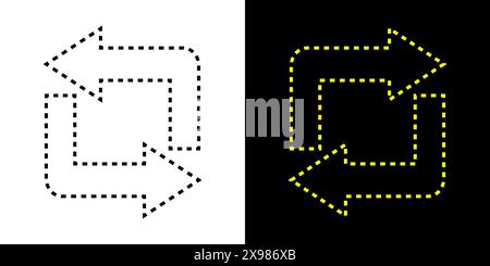 Icône de flèche de rotation cyclique carrée en pointillés. Signe fléché de concept de navigation. Illustration de Vecteur