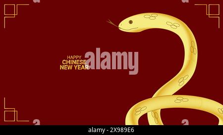Année du serpent. Joyeux nouvel an chinois 2025. Calendrier lunaire. Modèle de bannière affiche de carte postale conception Web. Illustration vectorielle Illustration de Vecteur