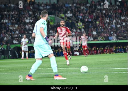 Athènes, Athènes, Grèce. 29 mai 2024. 9 AYOUB El KAABI de l'Olympiacos Piraeus joue lors de la finale de l'UEFA Conference League, match entre l'Olympiacos Piraeus et l'ACF Fiorentina à l'OPAP Arena le 29 mai 2024 à Athènes, Grèce. (Crédit image : © Stefanos Kyriazis/ZUMA Press Wire) USAGE ÉDITORIAL SEULEMENT! Non destiné à UN USAGE commercial ! Banque D'Images