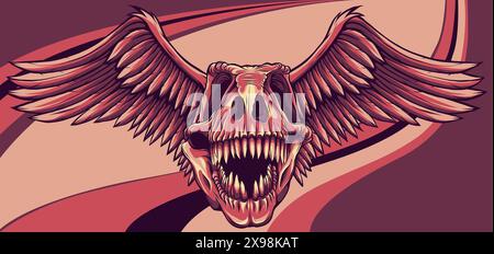 Illustration vectorielle du crâne T-rex avec ailes Illustration de Vecteur