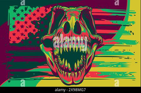 Illustration vectorielle de Tyrannosaurus rex avec drapeau américain Illustration de Vecteur