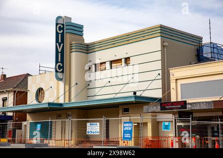 Centre-ville de Scone dans la région de Nouvelle-Galles du Sud, le bâtiment du théâtre Scone Civic est un bâtiment classé au patrimoine dans le centre-ville, NSW, Australie, Banque D'Images