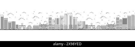 Modèle sans couture avec contour Rio de Janeiro Brazil City Skyline. Bâtiments modernes isolés sur Blanc. Illustration vectorielle. Paysage urbain de Rio de Janeiro. Illustration de Vecteur