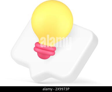 Idée innovation ampoule conseils rapides informations utiles alerte icône 3d illustration vectorielle réaliste. Publicité utile pour l'ampoule de solution professionnelle Illustration de Vecteur