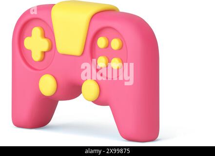 Console de jeu rose manette de jeu à distance contrôleur virtuel 3d icône illustration vectorielle réaliste. Clavier de joystick pour le divertissement en ligne Illustration de Vecteur