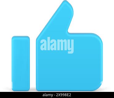 Cool Thumb Up meilleur choix geste de rétroaction bon comme vote icône 3d bleu illustration vectorielle réaliste. Confirmation de réussite de la communication gestuelle agr Illustration de Vecteur