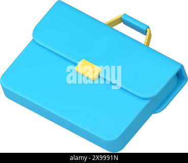 Porte-documents sac d'affaires dossier bagage bagage bagage avec poignée et serrure icône 3d illustration vectorielle réaliste. Gestionnaire portefeuille homme d'affaires comme Illustration de Vecteur