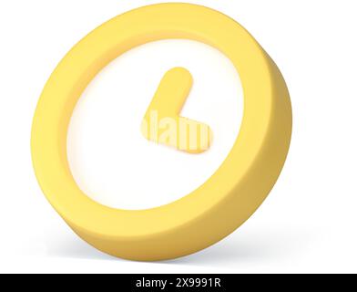 Application de gestion du temps de réveil interface cyberspace badge jaune isométrique icône 3d illustration vectorielle réaliste. Chronomètre chronométrique à minuterie Illustration de Vecteur