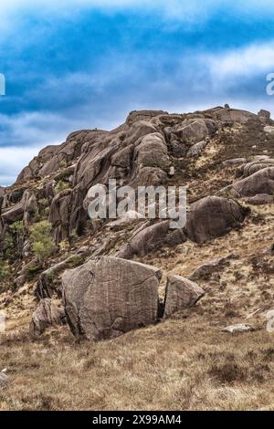 Falaises dans la région de Trollpikken près d'Egersund, Norvège Banque D'Images