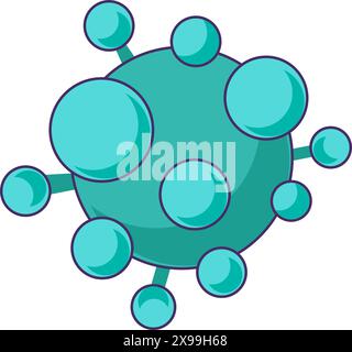 Icône abstraite du virus de la grippe. Micro-organisme sphérique, élément médical de dessin animé caressé pour un design moderne et rétro. Pictogramme vectoriel de couleur simple iso Illustration de Vecteur