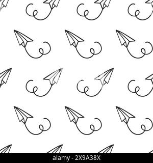 Flying Paper planes minimal Cute Seamless Pattern Illustration de Vecteur