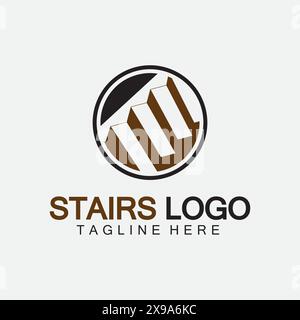 Modèle d'illustration vectorielle de conception de logo d'icône d'escalier Illustration de Vecteur