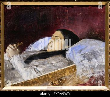 Mlle del Castillo sur son lit de mort, 1871, Marià Fortuny, (Reus, 1838 - Roma, 1874), Musée National d'Art Catalan, Museu Nacional d'Art de Catalunya, MNAC, Barcelone, Espagne, Europe. Banque D'Images