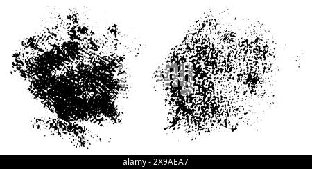Grunge des impressions sales pour votre design. Collection de traits de peinture acrylique vectorielle noire. Coups de pinceau, taches, gouttes, éclaboussures, rayures Illustration de Vecteur