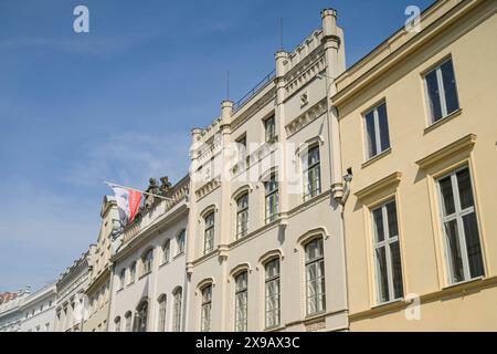 Willy-Brandt-Haus, Königstraße, Bürgerhäuser, Altbaufassaden, Giebel, Lübeck, Niedersachsen, Deutschland *** Willy Brandt House, Königstraße, maisons de ville, façades de vieux bâtiments, pignons, Lübeck, basse-Saxe, Allemagne Banque D'Images