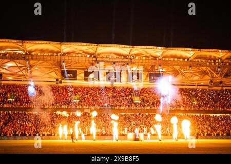 Athènes, Grèce. 29 mai 2024. C'est l'heure du spectacle avant la finale de l'UEFA Conference League entre l'Olympiacos et la Fiorentina à l'OPAP Arena d'Athènes. Crédit : Gonzales photo/Alamy Live News Banque D'Images