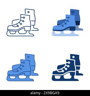 Icône de patins à glace dans un style plat et ligne. Chaussures pour sports d'hiver. Illustration vectorielle. Illustration de Vecteur