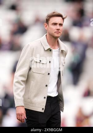 Ancien Angleterre Fast Bowler Stuart Broad avant le quatrième match IT20 au Kia Oval, Londres. Date de la photo : jeudi 30 mai 2024. Banque D'Images