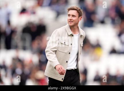 Ancien Angleterre Fast Bowler Stuart Broad avant le quatrième match IT20 au Kia Oval, Londres. Date de la photo : jeudi 30 mai 2024. Banque D'Images