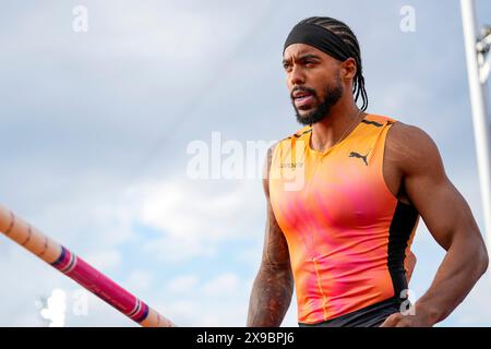 Oslo 20240530. Bo Kanda Lita Baehre d'Allemagne lors de la compétition de voûte à la perche lors des Jeux de la Diamond League Bislett 2024 au Bislett Stadium. Photo : Beate Oma Dahle / NTB Banque D'Images