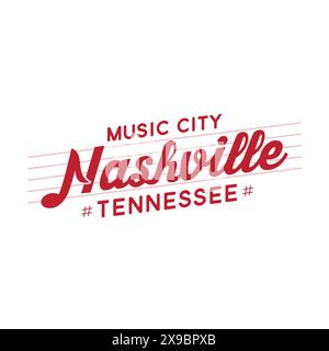 Modèle de conception de lettrage Nashville. Nashville, Tennessee conception typographique. Vecteur et illustration. Illustration de Vecteur