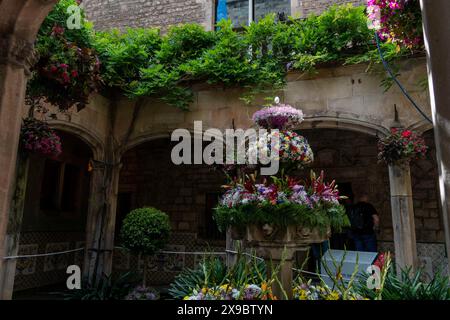 Barcelone, Espagne. 30 mai 2024. Barcelone célèbre le traditionnel Corpus Christi Day en décorant les fontaines à l'intérieur de la cathédrale et en plaçant un œuf sur le dessus, dansant avec l'eau, appelé 'l'ou com balla' (l'œuf dansant). Barcelona celea el tradicional día de Corpus decorando las fuentes dentro de la catedral y poniendo un huevo encima, bailando con el Agua, llamado 'l'ou com balla' (el huevo que baila). Actualités politiques -Barcelone, Espagne jeudi 30 mai 2024 (photo par Eric Renom/LaPresse) crédit : LaPresse/Alamy Live News Banque D'Images