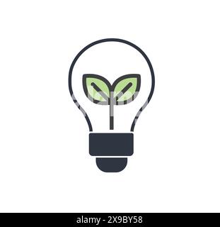 Ampoule avec feuilles. Concept de recyclage. Illustration de Vecteur