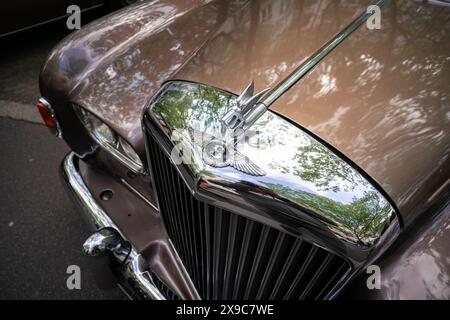 BERLIN - 04 MAI 2024 : la décoration de capot d'une voiture de luxe pleine grandeur Bentley S3 Continental, gros plan. Classic Days Berlin 2024. Banque D'Images