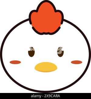Mignon Kawaii animal de poulet personnage émoticône vecteur Illustration de Vecteur